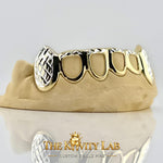 Custom 6pcs Open Face with Diamond Cuts Fangs Grillz: 925 Sterling Silver (Free Mold Kit)