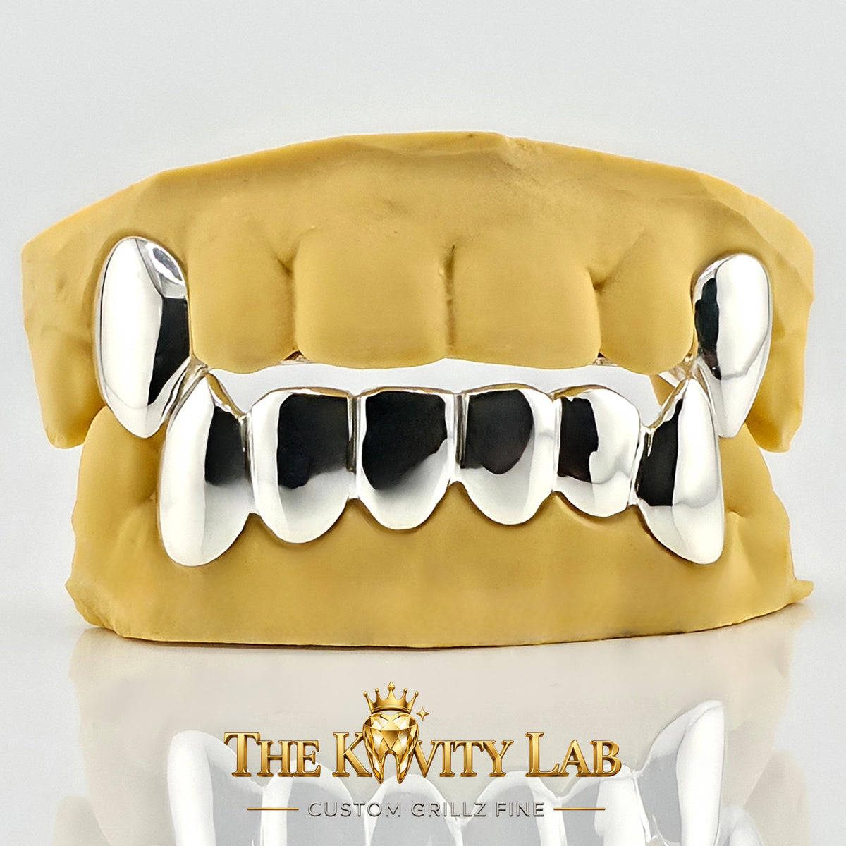 Custom Combo 2pcs and 6pcs Solid Classic Grillz: 925 Sterling Silver (Free Mold Kit)