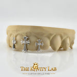 Custom 4pcs 3D Cross Trio Grillz: 925 Sterling Silver (Free Mold Kit)