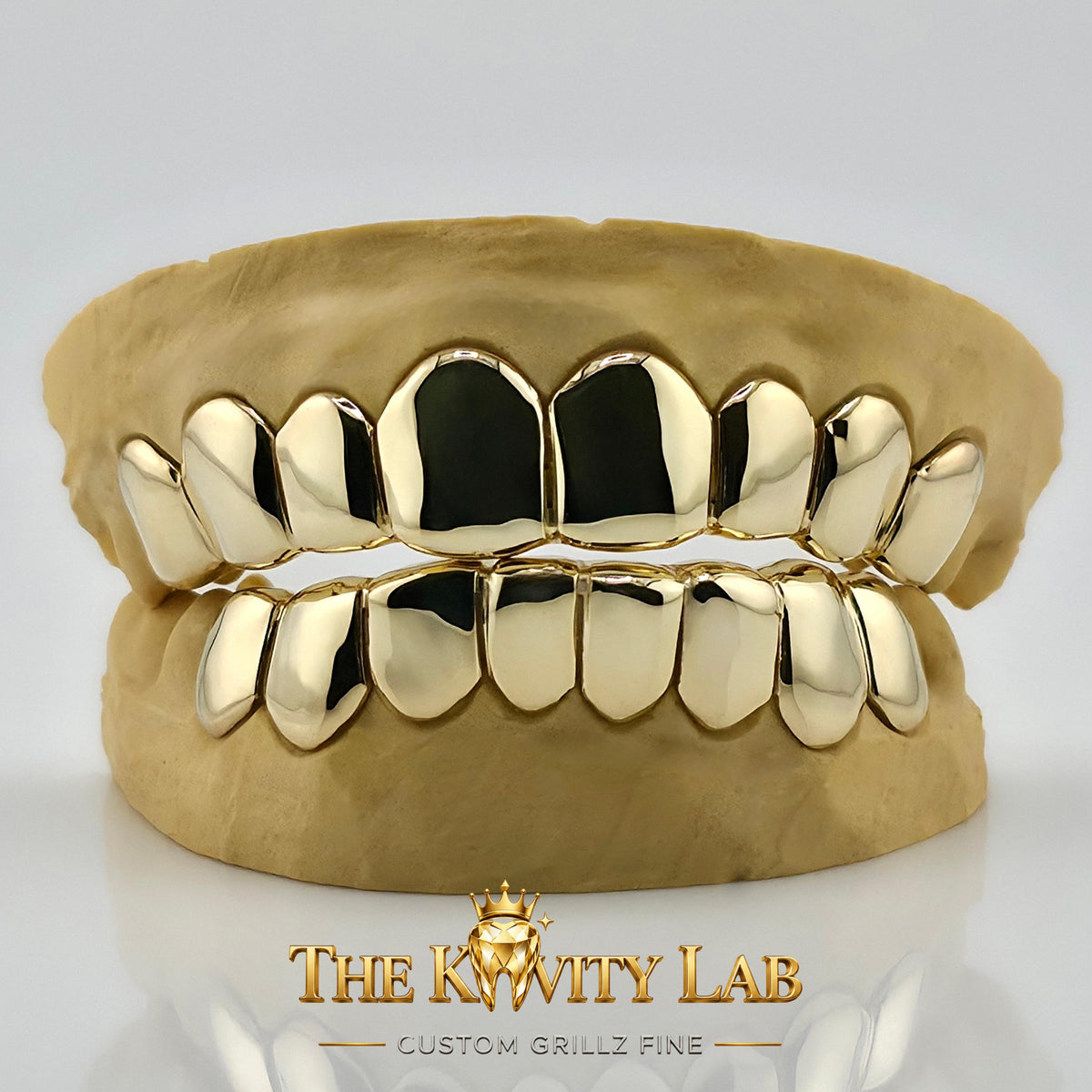 Custom Fit Plain Solid with Permanent Cuts Grillz: 925 Sterling Silver (Free Mold Kit)