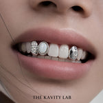 Custom 3pcs Opal Stone, Moissanite & Hammered Grillz: 925 Sterling Silver (Free Mold Kit)