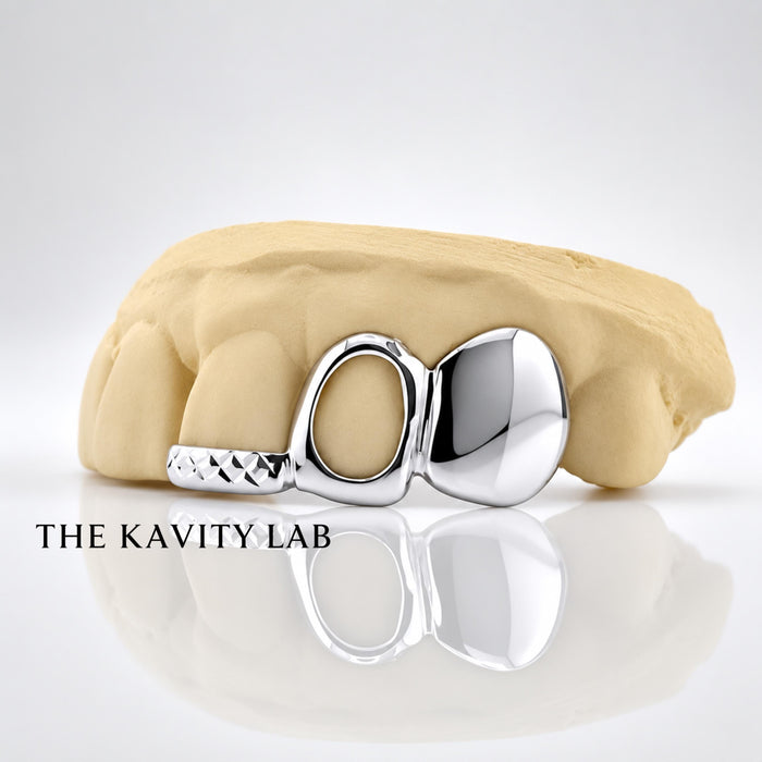 Custom 3pcs Diamond Cuts & Open-Face Grillz : 925 Sterling Silver (Free Mold Kit)