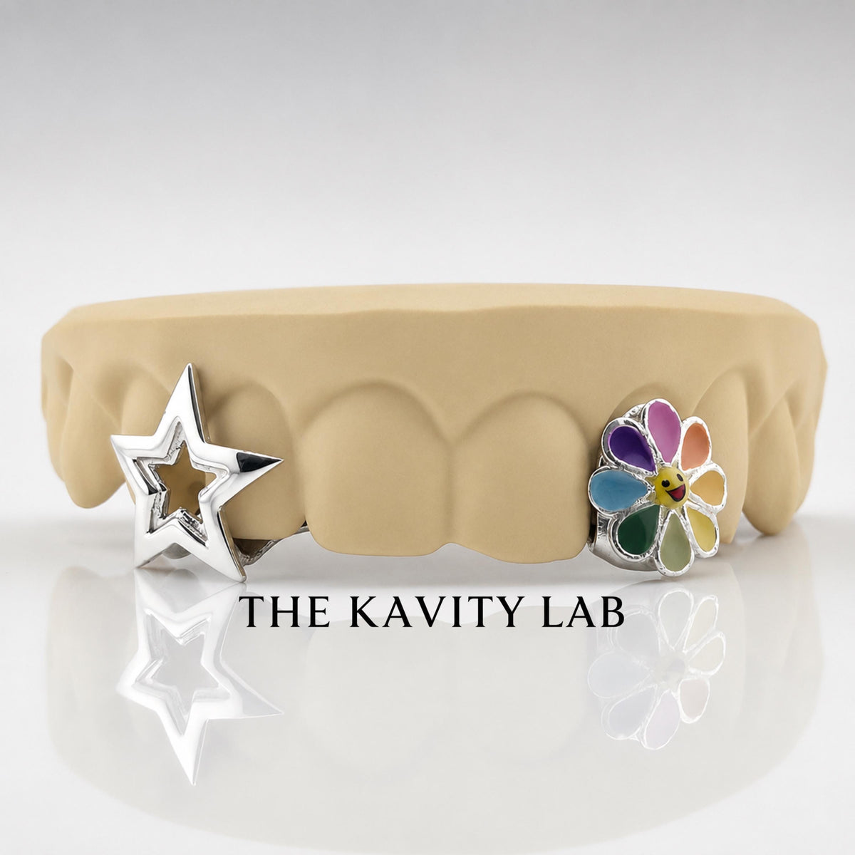 Custom 4pcs Cosmic Bloom Grillz: 925 Sterling Silver (Free Mold Kit)