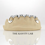 Custom 6pcs Front Bar and Diamond Cuts Grillz: 925 Sterling Silver (Free Mold Kit)