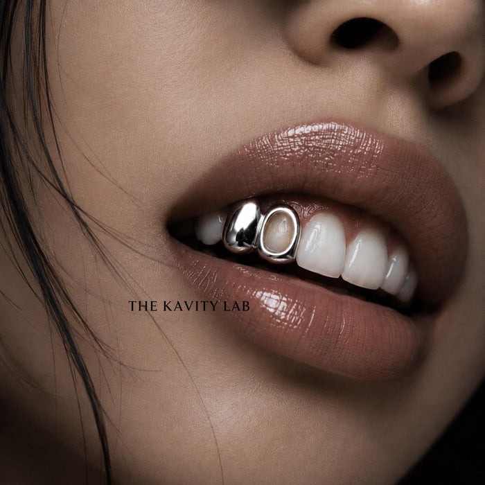 Custom 2pcs Solid x Open Face Grillz: 925 Sterling Silver (Free Mold Kit)