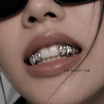 Custom 4pcs Open Stars with Extended Fangs Grillz: 925 Sterling Silver (Free Mold Kit)