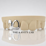Custom 2pcs Open Heart x Moissanite Stone Grillz: 925 Sterling Silver (Free Mold Kit)
