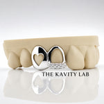 Custom 2pcs Open Heart x Moissanite Stone Grillz: 925 Sterling Silver (Free Mold Kit)