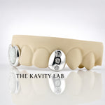 Custom 3pcs Opal Stone, Moissanite & Hammered Grillz: 925 Sterling Silver (Free Mold Kit)