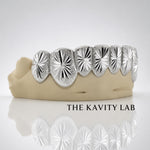 Custom 8pcs Starburst Cuts and Dust Grillz: 925 Sterling Silver (Free Mold Kit)