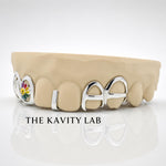 Custom 6pcs Flower Letter Grillz: 925 Sterling Silver (Free Mold Kit)