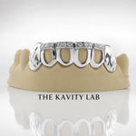 Custom 6pcs Iced Out Front Bar x Diamond Cuts Grillz: 925 Sterling Silver (Free Mold Kit)