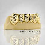 Custom 6pcs Two Tones Diamond Cuts Grillz: 925 Sterling Silver (Free Mold Kit)