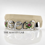 Custom 8pcs Enchanted Rose Vines Open Face Grillz: 925 Sterling Silver (Free Mold Kit)