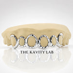 Custom 6pcs Open Face x Diamond Cuts Grillz: 925 Sterling Silver (Free Mold Kit)