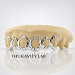 Custom 6pcs Open Face x Diamond Cuts Grillz: 925 Sterling Silver (Free Mold Kit)