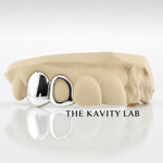 Custom 2pcs Solid x Open Face Grillz: 925 Sterling Silver (Free Mold Kit)