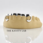 Custom 6pc Curved Front Bar Style Grillz: 925 Sterling Silver (Free Mold Kit)