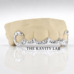 Custom 6pc Curved Front Bar with Diamond Cuts Grillz: 925 Sterling Silver (Free Mold Kit)