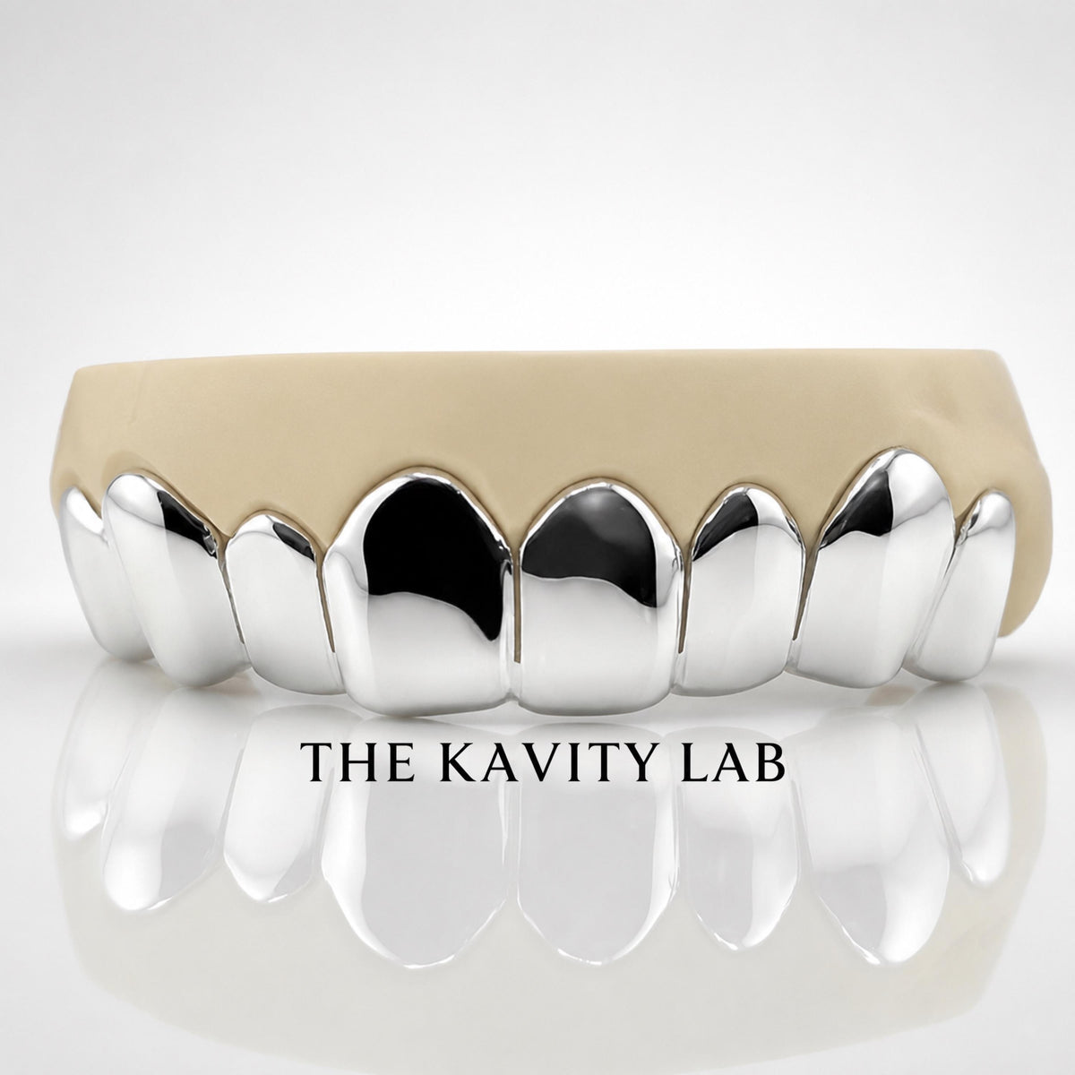 Custom 8pcs Solid Classic with Perm Cuts Grillz: 925 Sterling Silver (Free Mold Kit)
