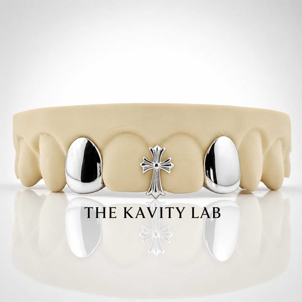 Custom 4pcs  Solid Caps and Cross Grillz: 925 Sterling Silver (Free Mold Kit)