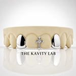 Custom 4pcs  Solid Caps and Cross Grillz: 925 Sterling Silver (Free Mold Kit)