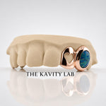 Custom 2pcs Open Heart x Opal Stone Grillz: 925 Sterling Silver (Free Mold Kit)