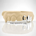 Custom 3pc Open Face x Solid Caps Grillz: 925 Sterling Silver (Free Mold Kit)