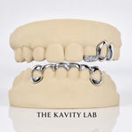 Custom 3on6 Moissanite Tip and Bar Grillz: 925 Sterling Silver (Free Mold Kit)