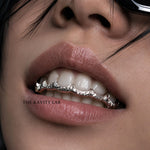Custom 6pc Curved Front Bar with Diamond Cuts Grillz: 925 Sterling Silver (Free Mold Kit)