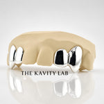 Custom 4pcs Solid with Small Fangs Grillz: 925 Sterling Silver (Free Mold Kit)