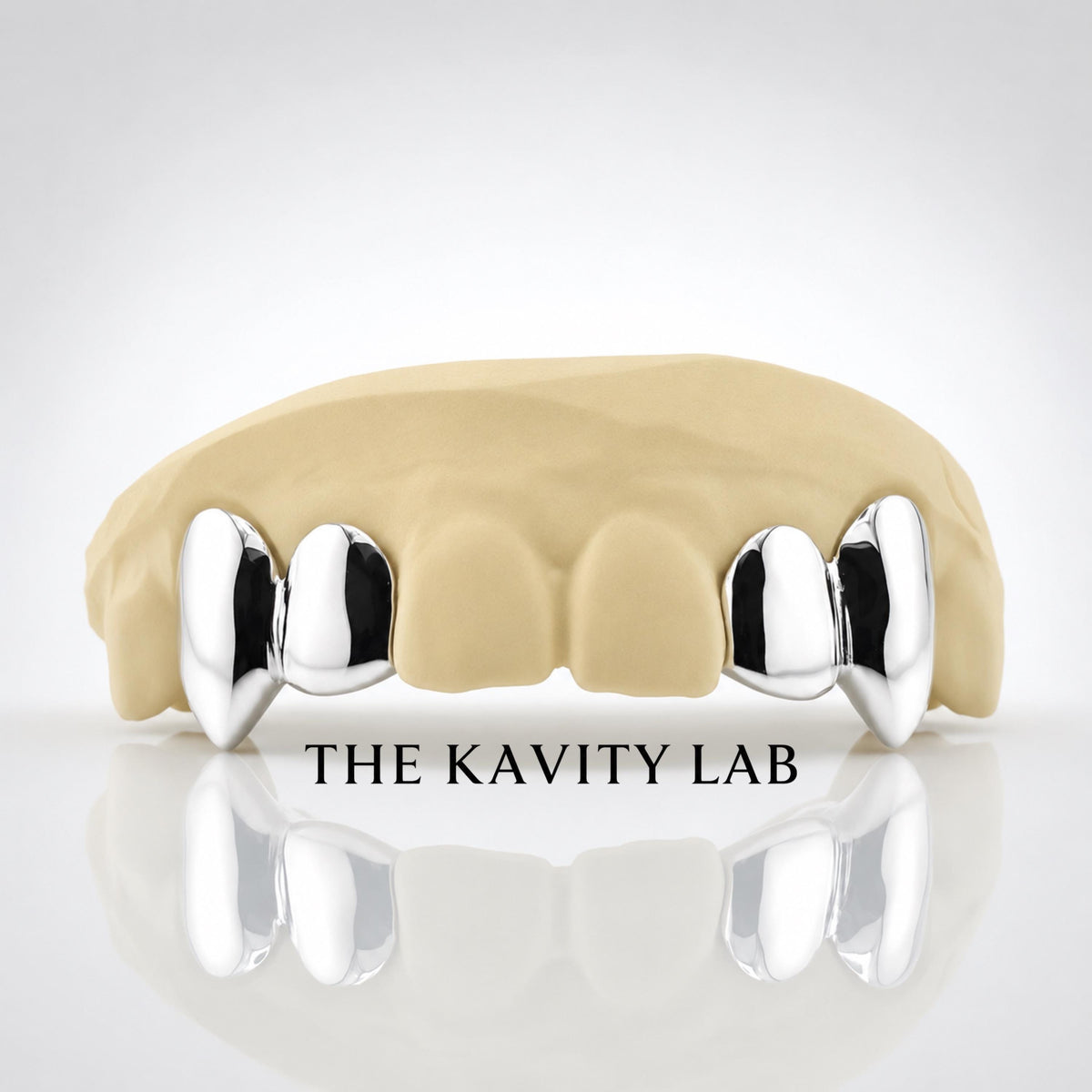 Custom 4pcs Solid with Small Fangs Grillz: 925 Sterling Silver (Free Mold Kit)