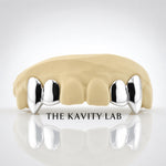Custom 4pcs Solid with Small Fangs Grillz: 925 Sterling Silver (Free Mold Kit)