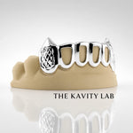 Custom 6pcs Open Face with Cuts and Extended Fangs Grillz: 925 Sterling Silver (Free Mold Kit)