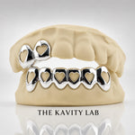 Custom Set 2pc on 6pc Open Hearts Grillz: 925 Sterling Silver (Free Mold Kit)