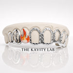 Custom 8pcs 3D Flame x 3D Number Grillz: 925 Sterling Silver (Free Mold Kit)