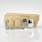 Custom 4pcs Solid x Gothic Window Grillz: 925 Sterling Silver (Free Mold Kit)