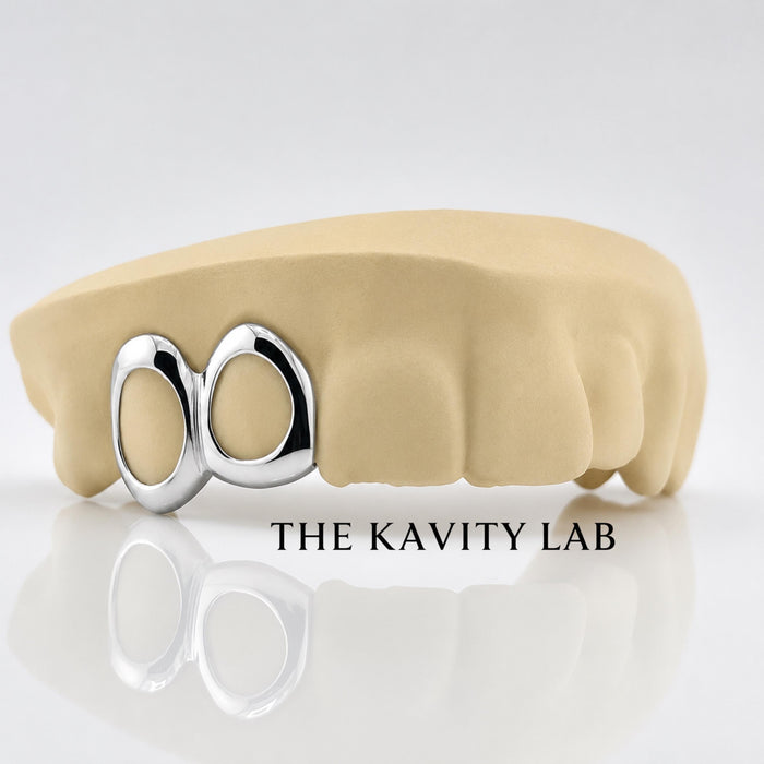 Custom 2pcs Open Face Grillz: 925 Sterling Silver (Free Mold Kit)
