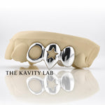 Custom 3pcs Open-Face, Star Cutout & Solid Grillz: 925 Sterling Silver (Free Mold Kit)