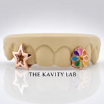 Custom 4pcs Cosmic Bloom Grillz: 925 Sterling Silver (Free Mold Kit)