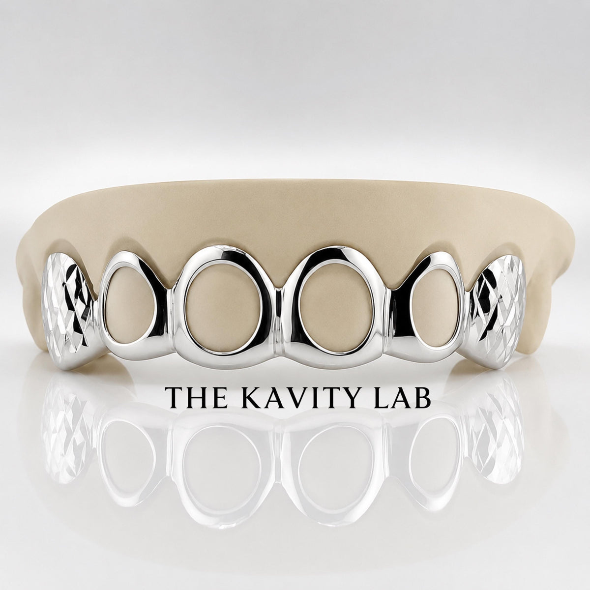Custom 6pcs Diamond Cut and Open Face Grillz: 925 Sterling Silver (Free Mold Kit)