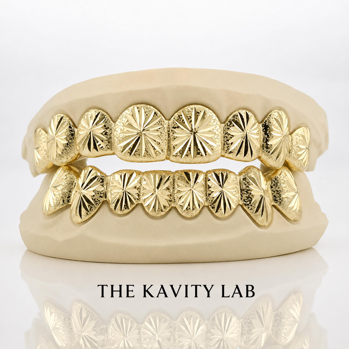 Custom 8pcs Starburst Cuts and Dust Grillz: 925 Sterling Silver (Free Mold Kit)