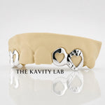 Custom 4pcs Open Hearts, Diamond Cuts: Sterling Silver Grillz (Free Mold Kit)