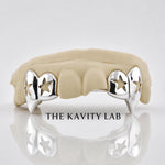 Custom 4pcs Open Stars with Extended Fangs Grillz: 925 Sterling Silver (Free Mold Kit)