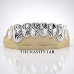 Custom 8pcs Starburst Cuts and Dust Grillz: 925 Sterling Silver (Free Mold Kit)