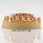 Custom 6pcs Iced Out Front Bar x Diamond Cuts Grillz: 925 Sterling Silver (Free Mold Kit)