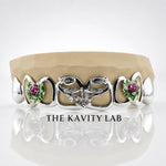 Custom 8pcs Enchanted Rose Vines Open Face Grillz: 925 Sterling Silver (Free Mold Kit)
