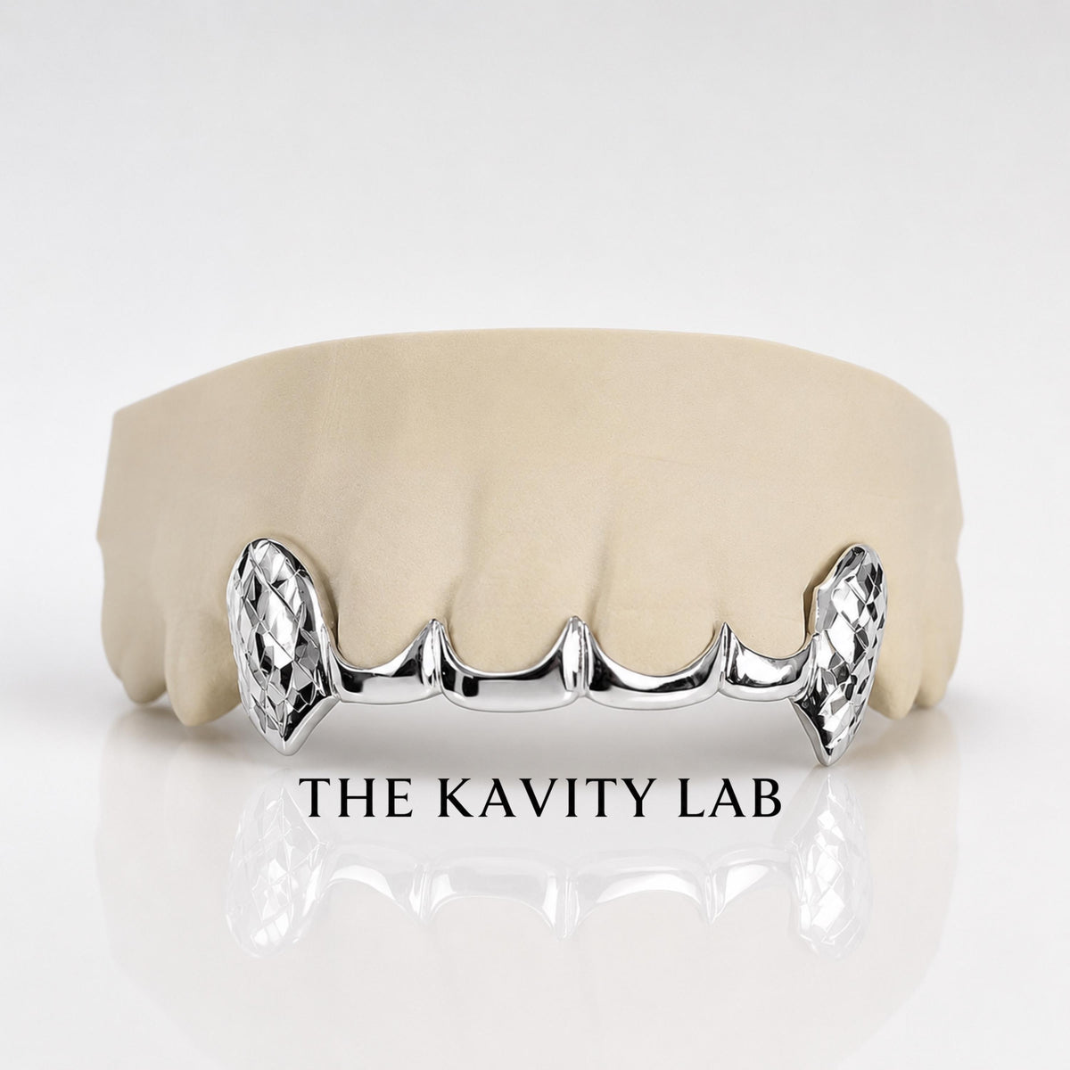 Custom 6pc Curved Front Bar and Diamond Cut Grillz: 925 Sterling Silver (Free Mold Kit)
