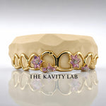 Custom 8pcs 3D Pink Enamel Floral Vine Grillz: 925 Sterling Silver (Free Mold Kit)