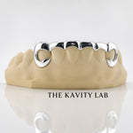 Custom 6pc Curved Front Bar Style Grillz: 925 Sterling Silver (Free Mold Kit)